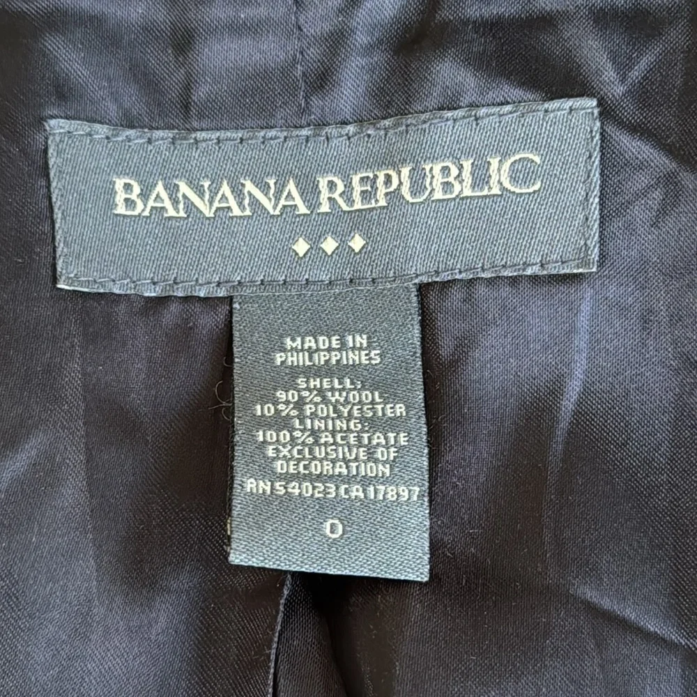 Banana Republic gray wool fringe professional button up blazer jacket size 0